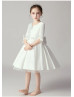 Ivory Satin Tulle Cute Flower Girl Dress